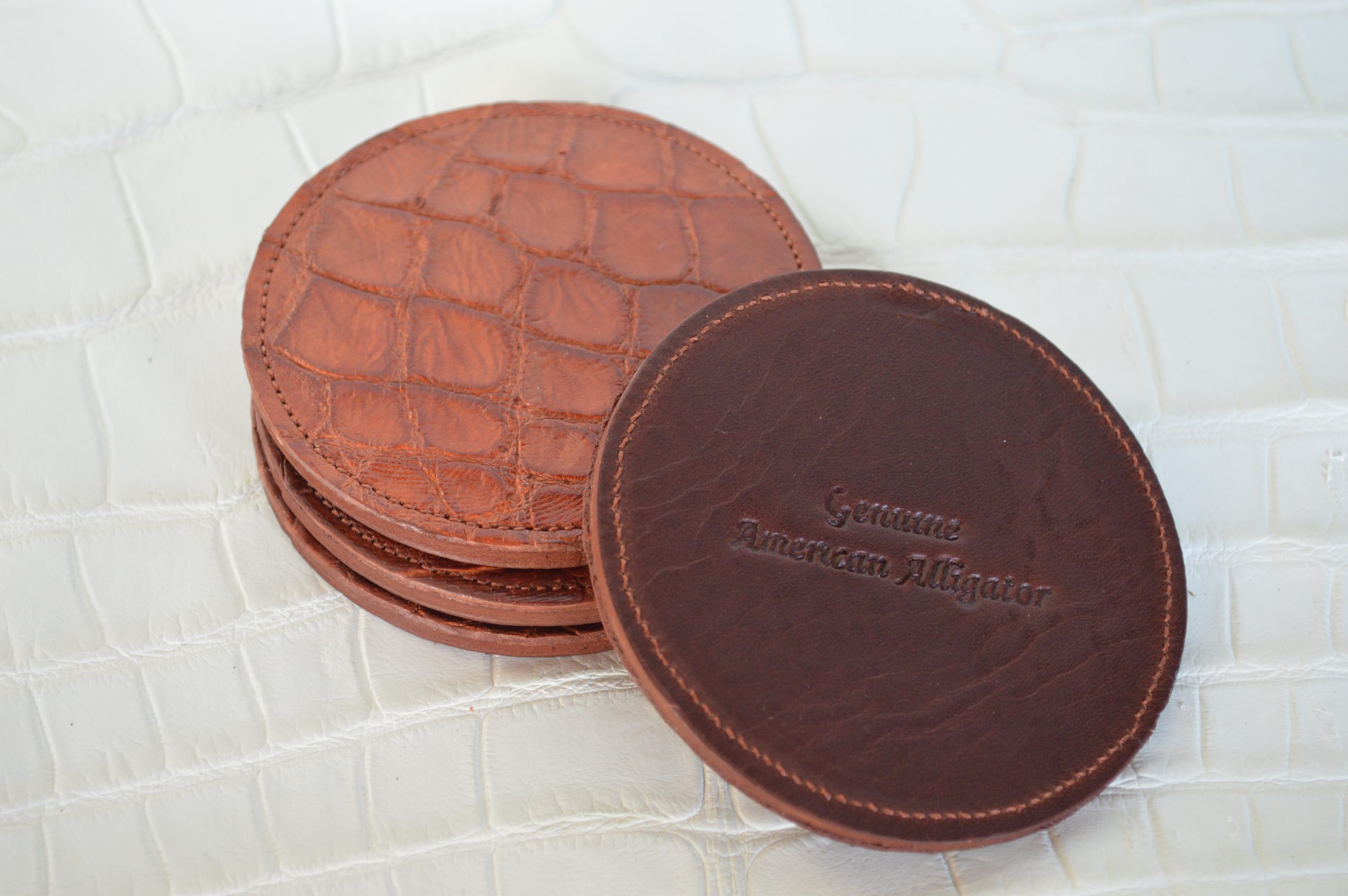 Genuine Alligator Leather Coaster Set of 4
