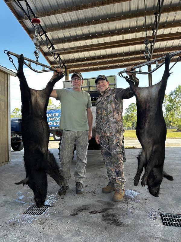 Mike and Eli with two nice meat hogs!!