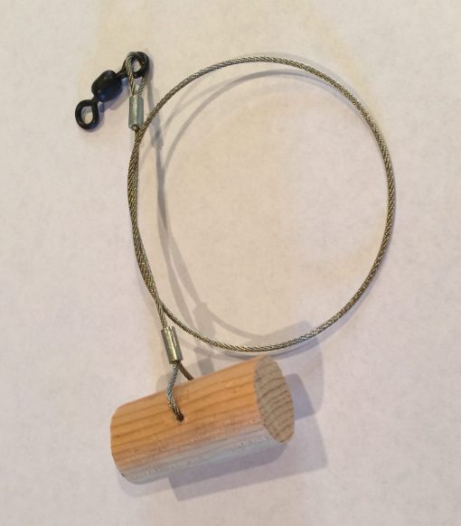 Wooden Peg with 18" Stainless Cable Leader and Swivel